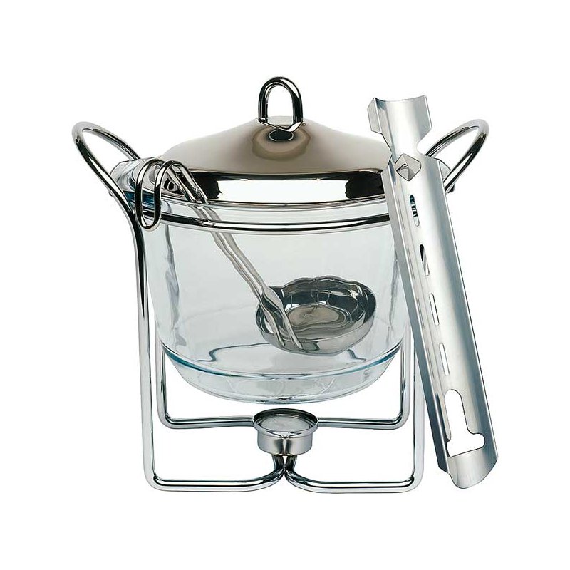 APS vuurbowlset, 5-delig, verchroomd metaal, 4 liter