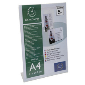 EXACOMPTA tafelstandaard A4, staand schuin, PMMA, 210×83×305 mm