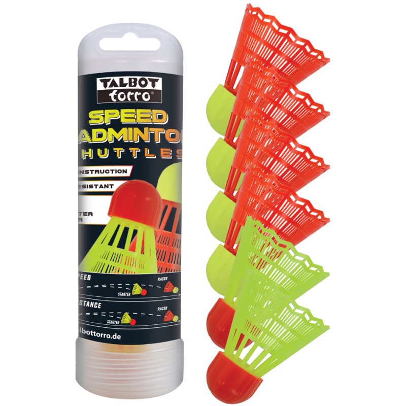 TALBOT torro snelle badmintonshuttles, 6 stuks, 2 medium + 4 fast