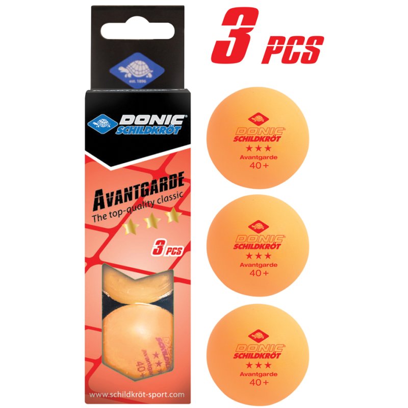 DONIC SCHILDKRÖT balles de ping-pong, orange, plastique, 40 mm, 3 pièces