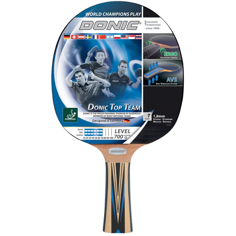 DONIC SCHILDKRÖT Top Team 700 table tennis bat, inverted pips, 1.8 mm foam