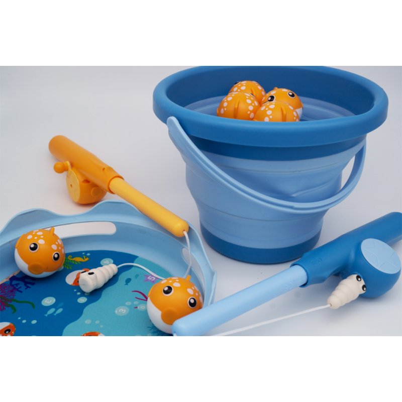 SCHILDKRÖT fishing game Catch game, blue/orange, 2 telescopic rods, 6 magnetic fish