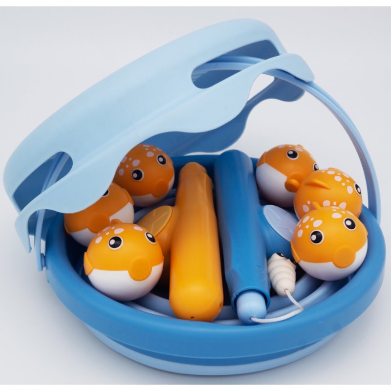 SCHILDKRÖT fishing game Catch game, blue/orange, 2 telescopic rods, 6 magnetic fish