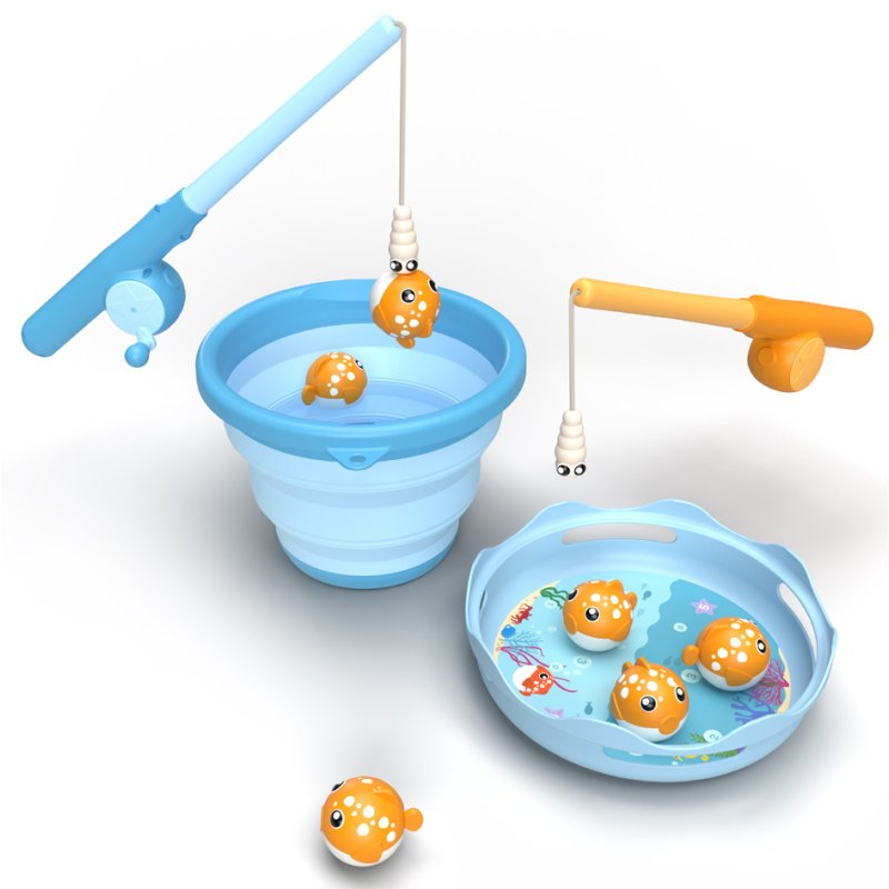SCHILDKRÖT fishing game Catch game, blue/orange, 2 telescopic rods, 6 magnetic fish