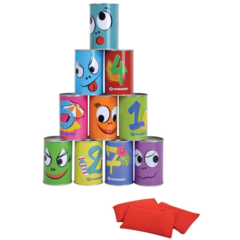 SCHILDKRÖT jeu de lancer de boîtes, impression colorée, 10 boîtes métalliques, 3 sachets rouges