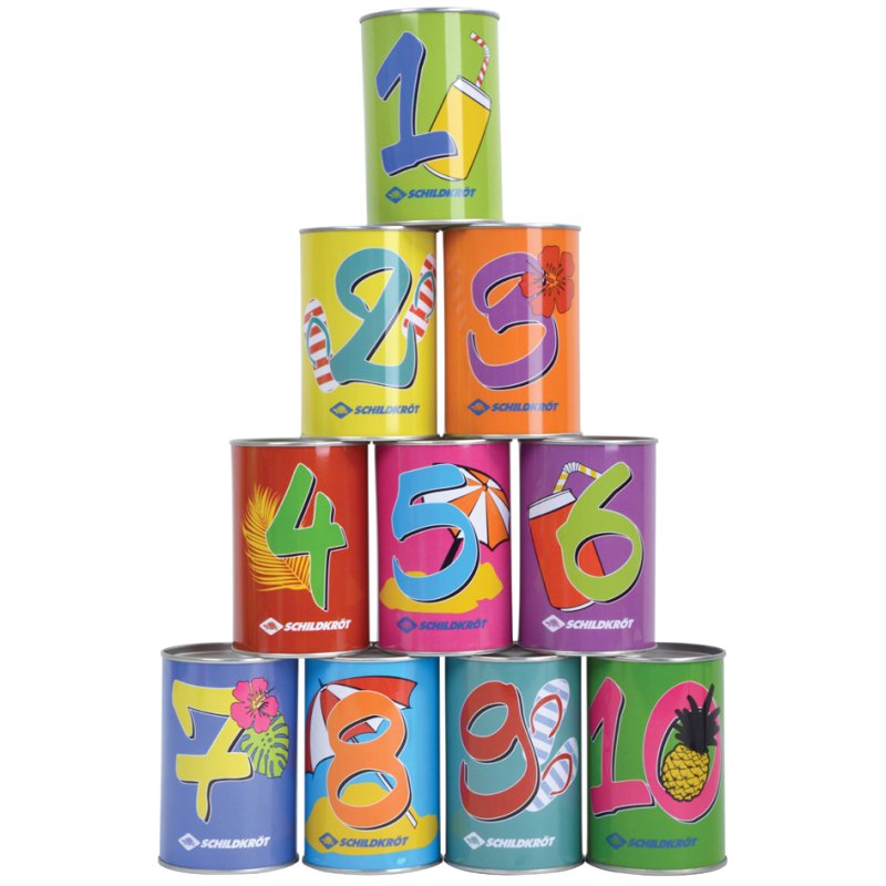 SCHILDKRÖT jeu de lancer de boîtes, impression colorée, 10 boîtes métalliques, 3 sachets rouges