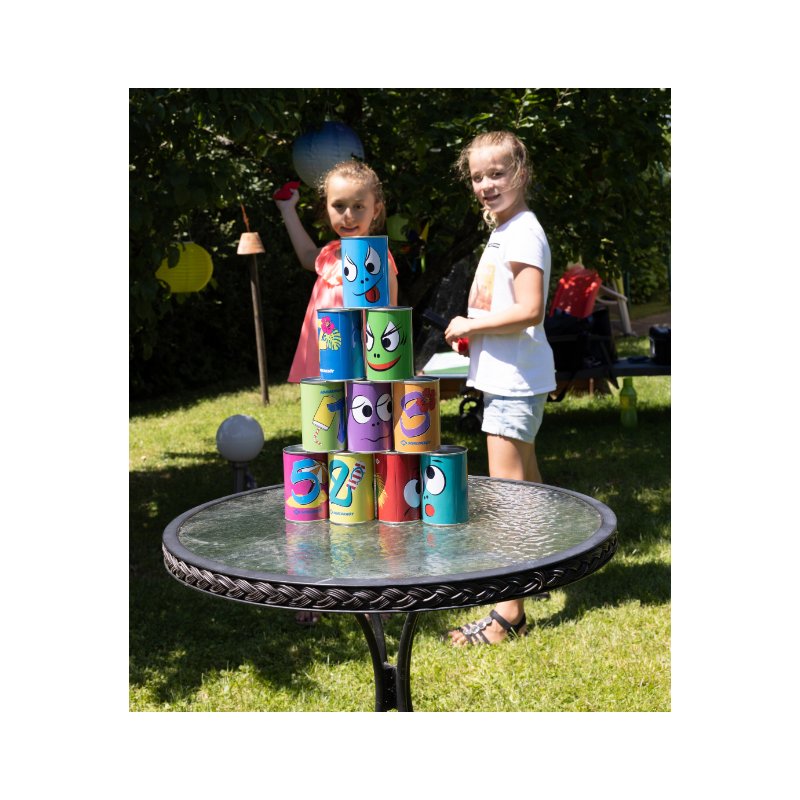 SCHILDKRÖT jeu de lancer de boîtes, impression colorée, 10 boîtes métalliques, 3 sachets rouges