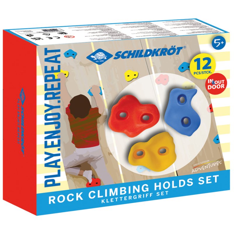 SCHILDKRÖT set de poignées d'escalade, assorties en couleur, 12 pièces, capacité 50 kg