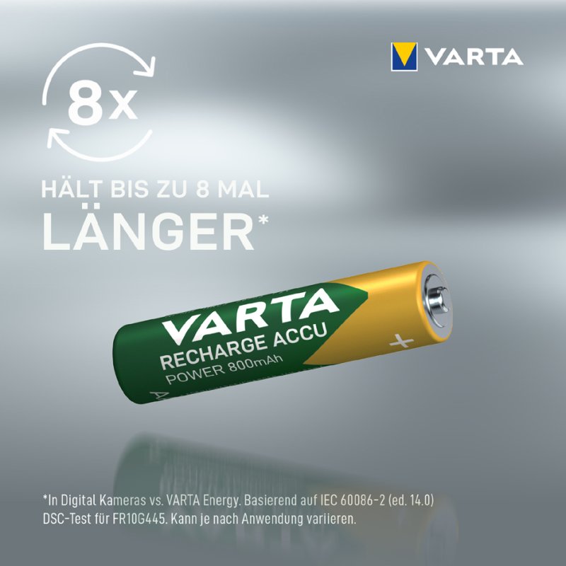 VARTA oplaadbare AAA batterijen, 800 mAh, 1,2 volt, 2 stuks