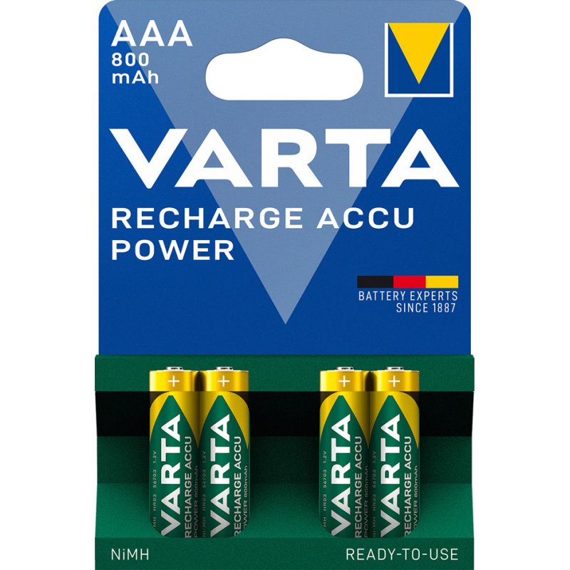 VARTA oplaadbare AAA batterijen, 800 mAh, 1,2 volt, 2 stuks