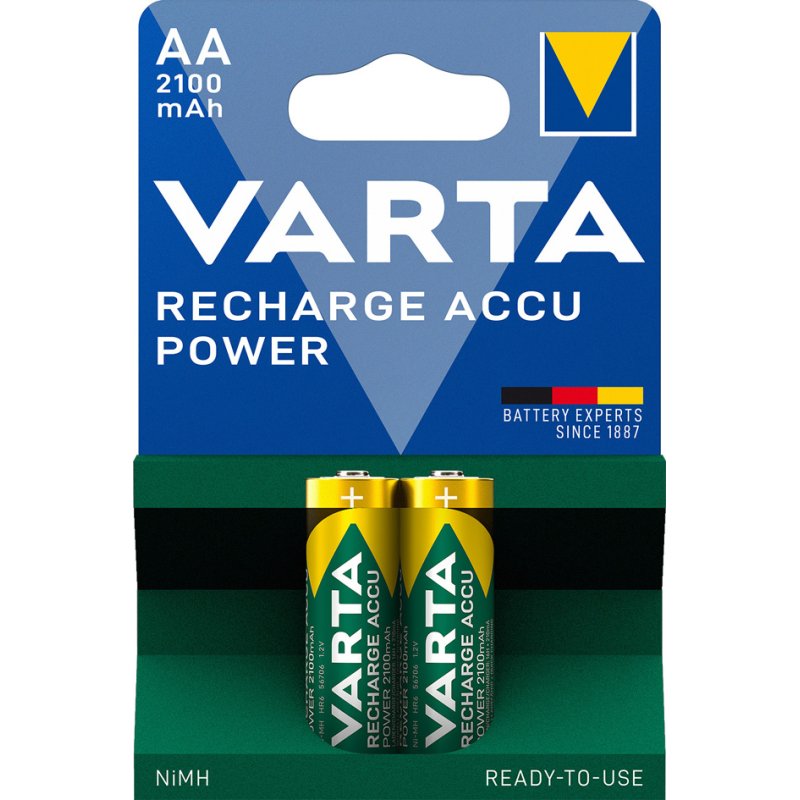 VARTA oplaadbare batterijen AA, NiMH 2100 mAh, 2 stuks