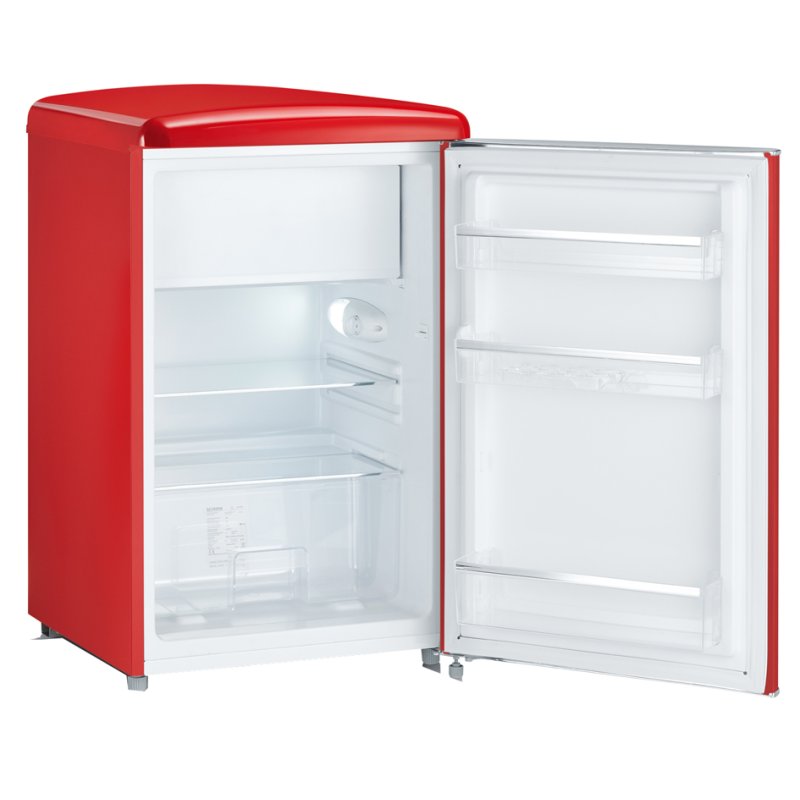 SEVERIN mini réfrigérateur rétro RKS 8830, rouge, éclairage LED, 55×57×87 cm
