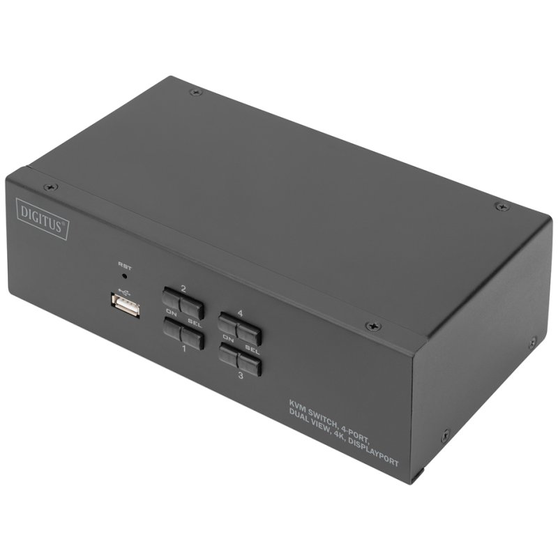 DIGITUS KVM switch 4-port dual display, 4K DisplayPort, UHD resolution