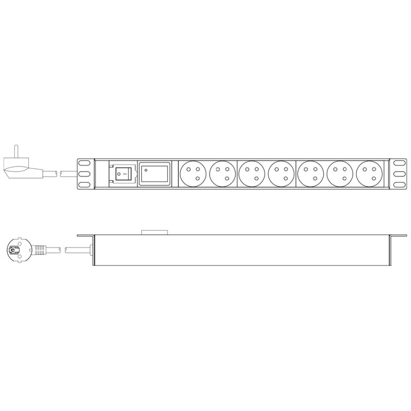 DIGITUS multiprise 19", 7 prises, 1U, avec interrupteur