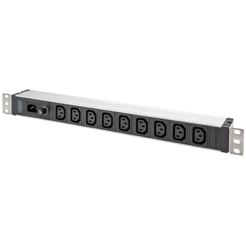 DIGITUS Multiprise 19 pouces 9 prises, 1HE rack, argent/noir
