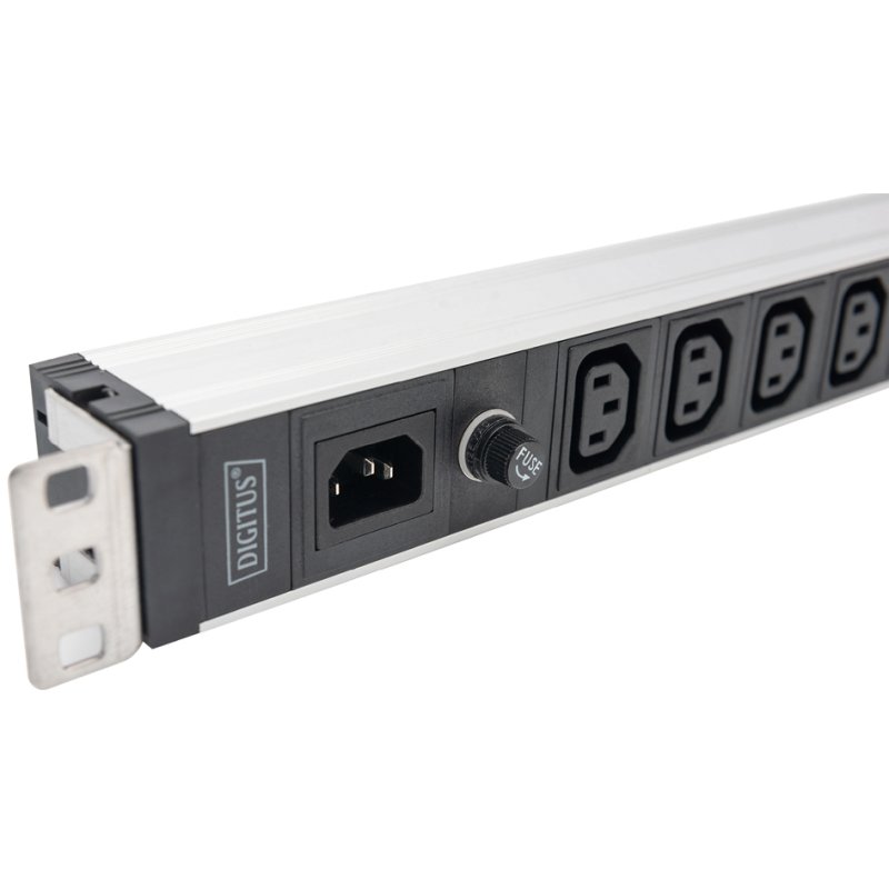DIGITUS Multiprise 19 pouces 9 prises, 1HE rack, argent/noir