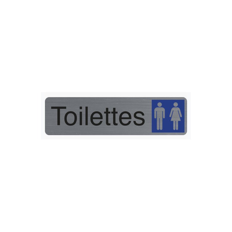 EXACOMPTA plaque toilettes dames/messieurs, autocollante, aspect aluminium, 165×44 mm