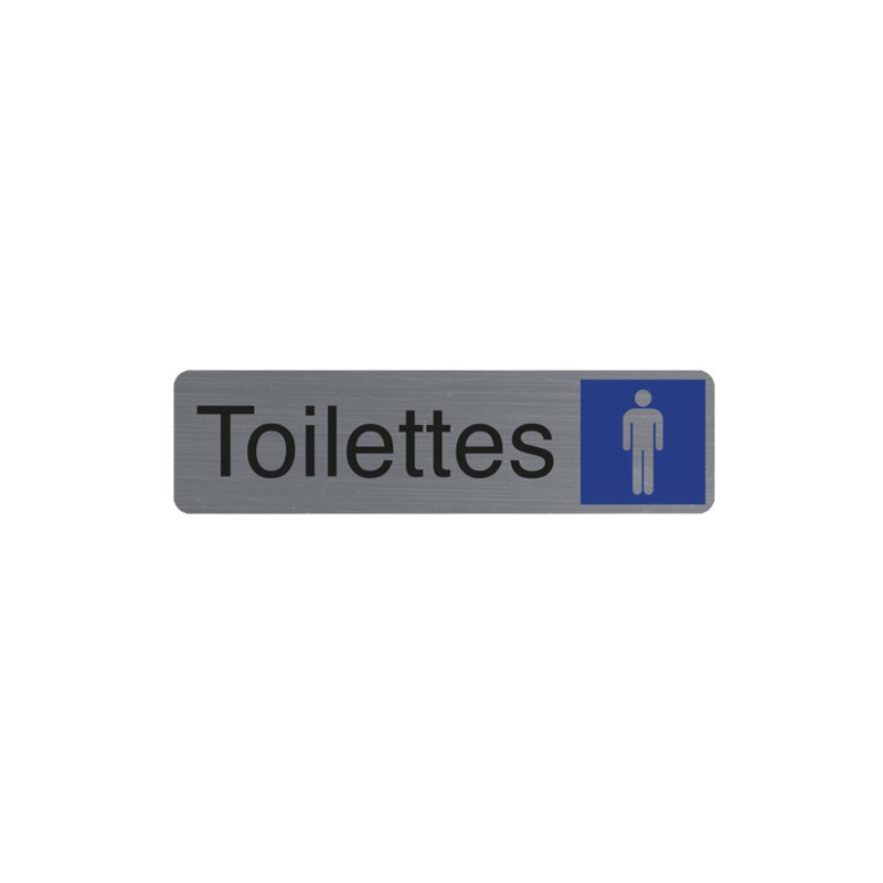 EXACOMPTA plaque toilettes dames/messieurs, autocollante, aspect aluminium, 165×44 mm