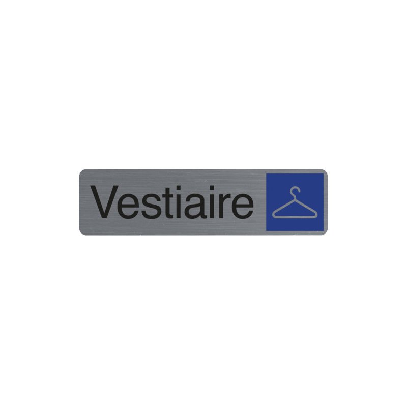 EXACOMPTA panneau de signalisation Vestiaire, 165×44 mm, autocollant, aspect aluminium