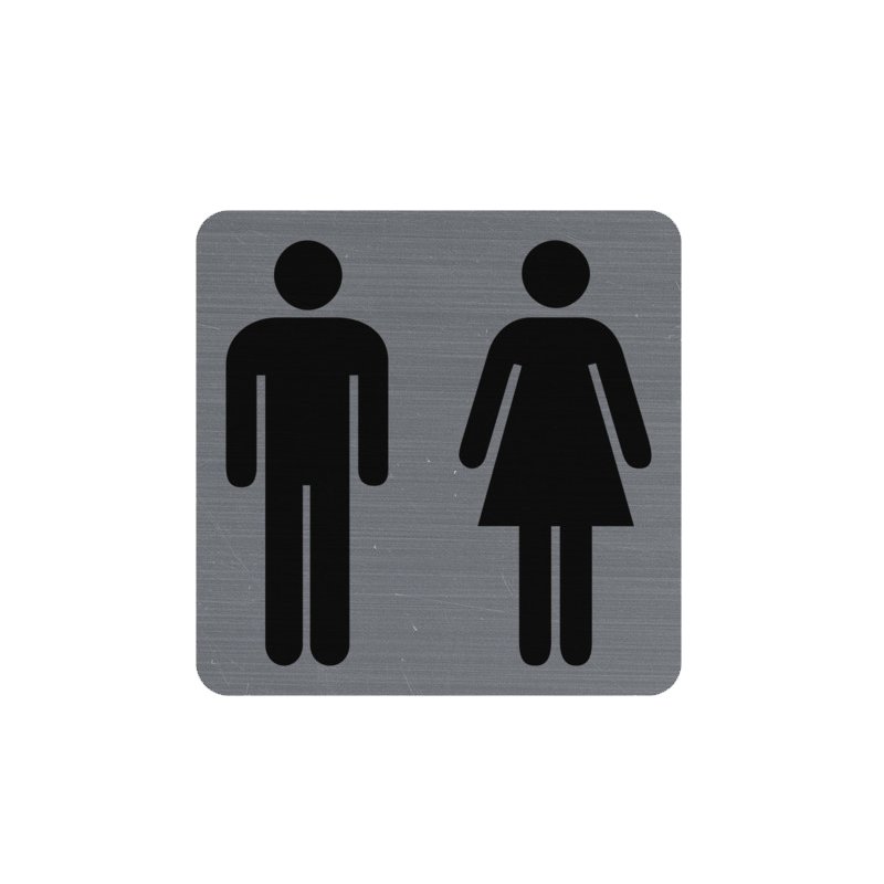 EXACOMPTA panneau de signalisation 'Toilet', adhésif, 75×75 mm, aluminium brossé