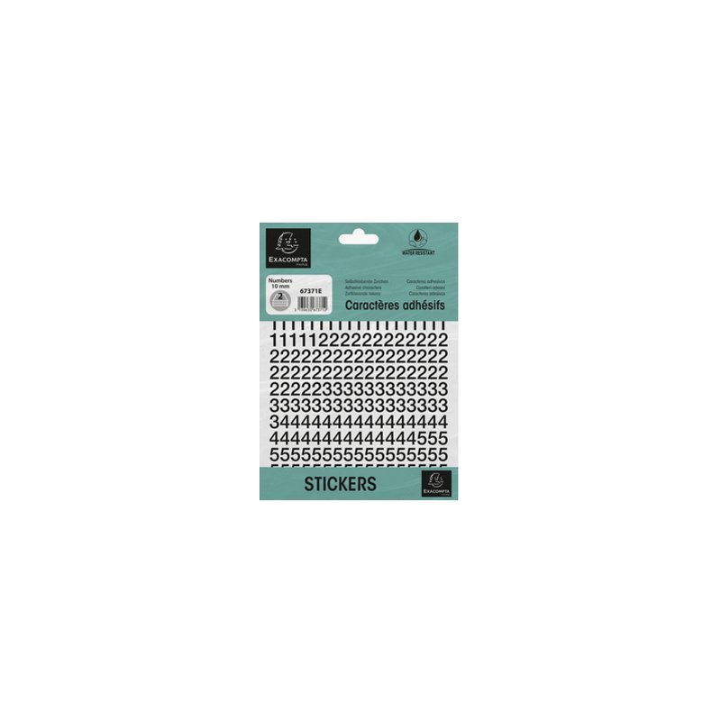 EXACOMPTA chiffres autocollants 0-9, 50 mm, noir