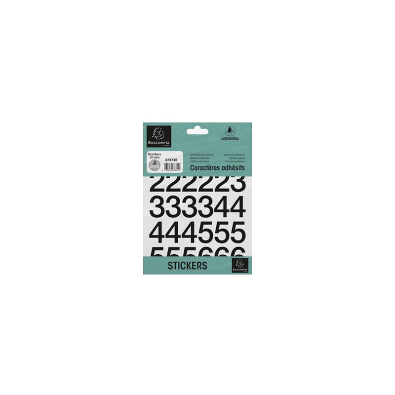 EXACOMPTA chiffres autocollants 0-9, 50 mm, noir