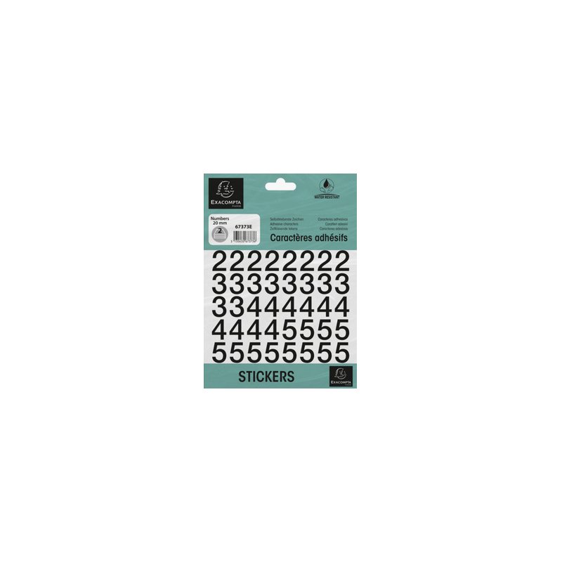 EXACOMPTA chiffres autocollants 0-9, 50 mm, noir