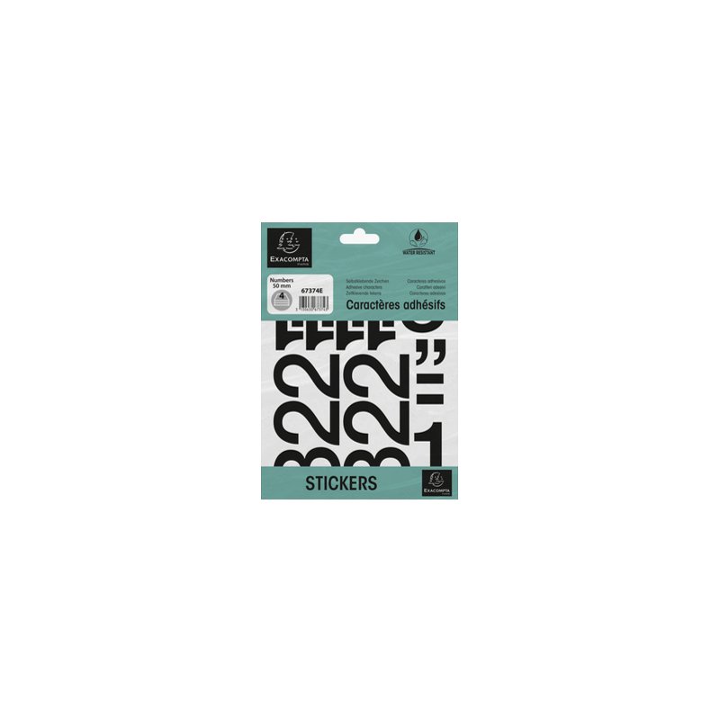 EXACOMPTA chiffres autocollants 0-9, 50 mm, noir