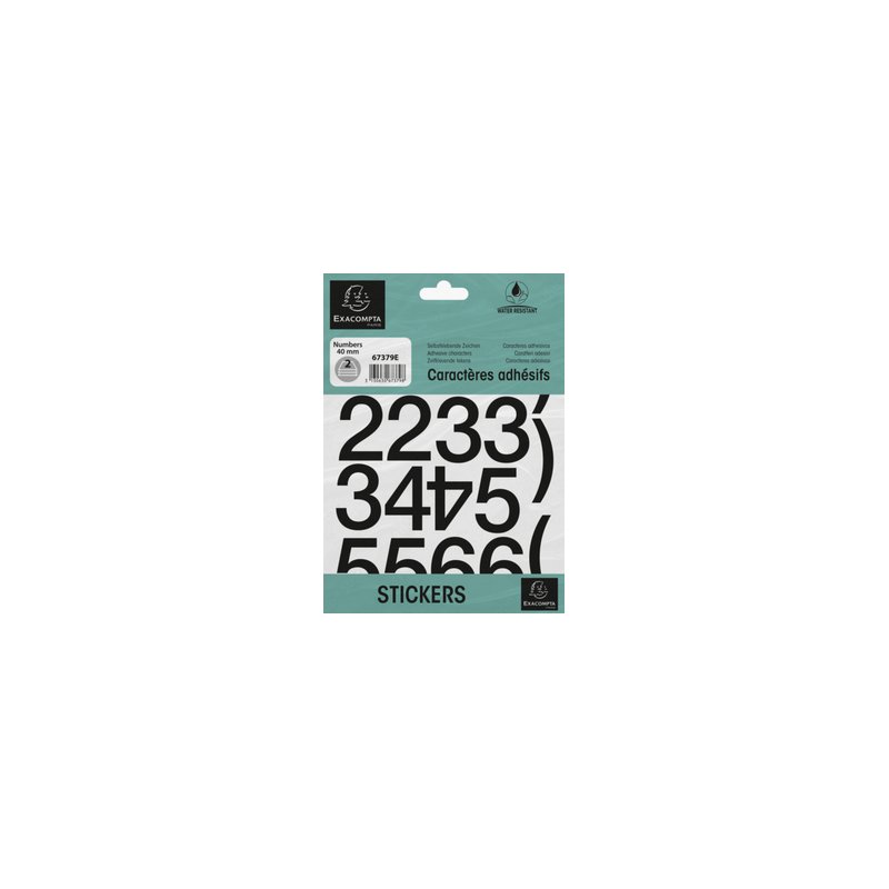 EXACOMPTA chiffres autocollants 0-9, 50 mm, noir