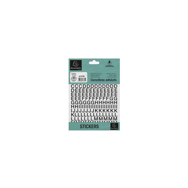 EXACOMPTA lettres adhésives A-Z, 10 mm, noir