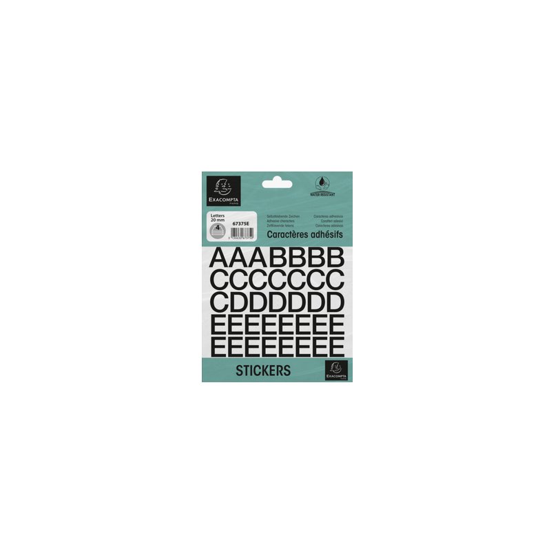 EXACOMPTA lettres adhésives A-Z, 10 mm, noir