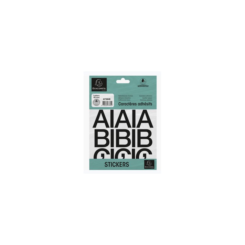EXACOMPTA lettres adhésives A-Z, 10 mm, noir