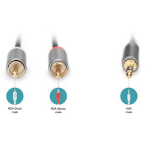 DIGITUS stereo audiokabel jack naar tulp 1,0 m