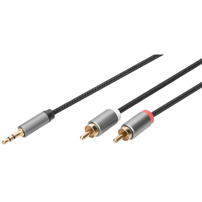 DIGITUS stereo audiokabel jack naar tulp, zwart/zilver, 1,0 m