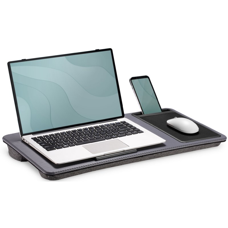 DIGITUS support pour ordinateur portable avec tapis de souris et support téléphone, gris, jusqu'à 17 pouces
