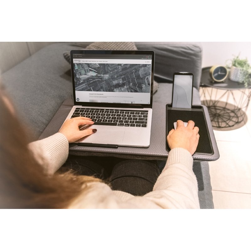 DIGITUS support pour ordinateur portable avec tapis de souris et support téléphone, gris, jusqu'à 17 pouces
