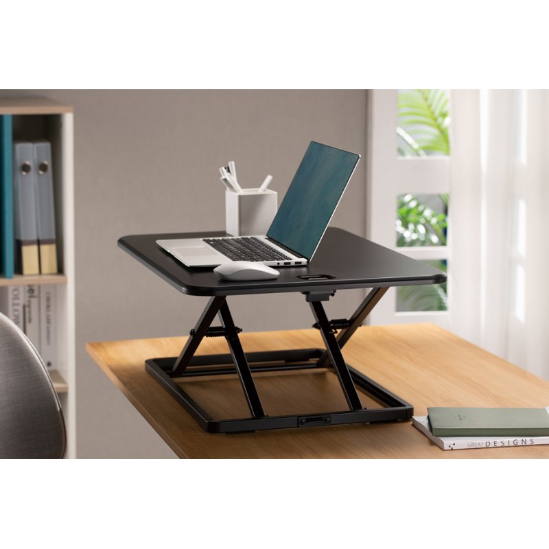 DIGITUS ergonomische zit-sta werkplek, zwart, 6 hoogtes instelbaar, 670×470 mm