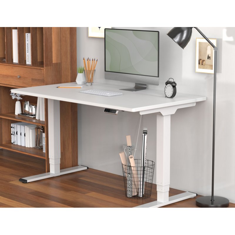 DIGITUS Cadre de bureau électrique hauteur réglable, blanc, max. 100 kg