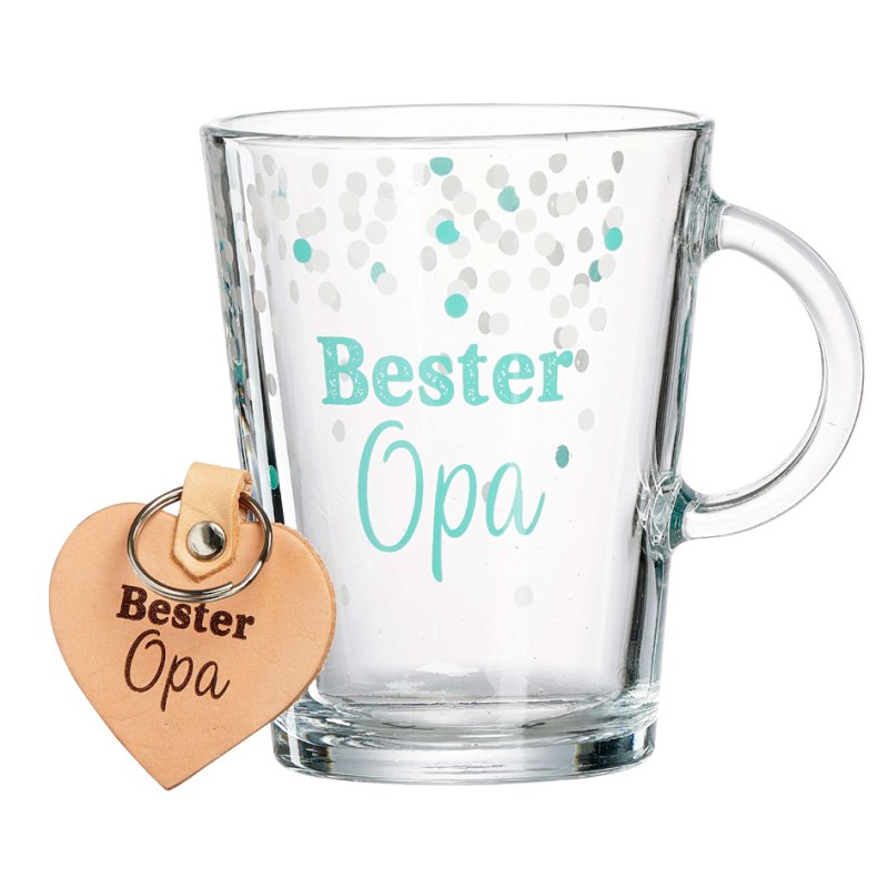Ritzenhoff & Breker tasses à thé set Meilleur Grand-mère, transparent/turquoise, verre avec anse, 2 pièces, 0,38 l