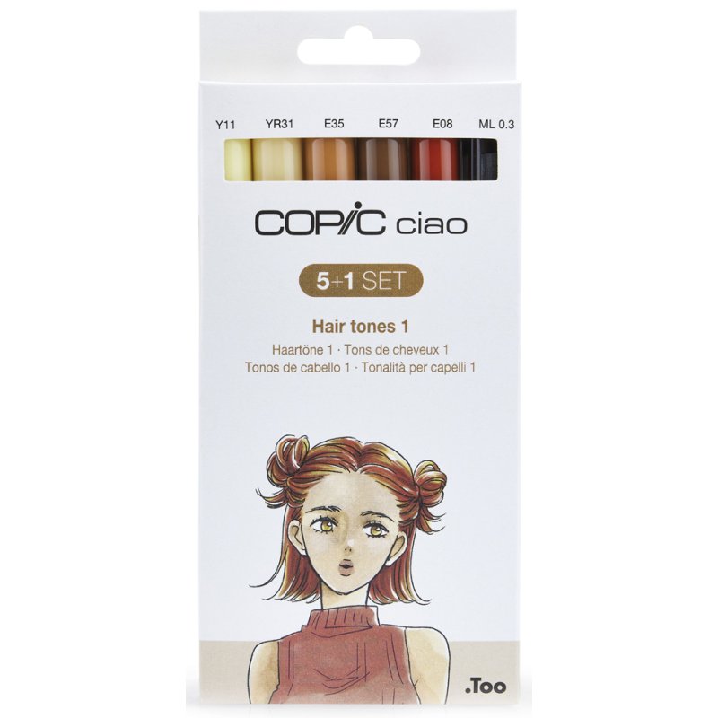 COPIC Ciao marker set Hair Tones 1, 5 markers + multiliner, alcohol-based