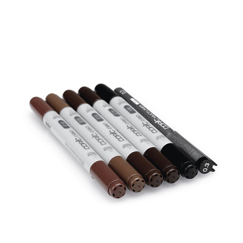 COPIC ciao ensembles de marqueurs Hair Tones 2, 5 marqueurs + multiliner, base alcool