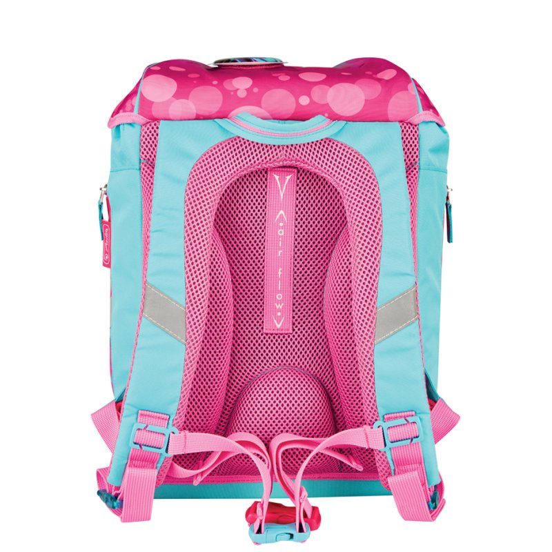 herlitz cartable SoftLight Plus 'Roze Bubbels', rose/turquoise, 16 L, étui inclus