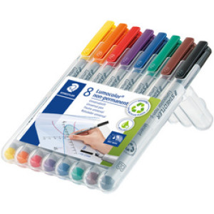 STAEDTLER Lumocolor uitwisbare markers, keilpunt 1,0-2,5 mm, 8 stuks