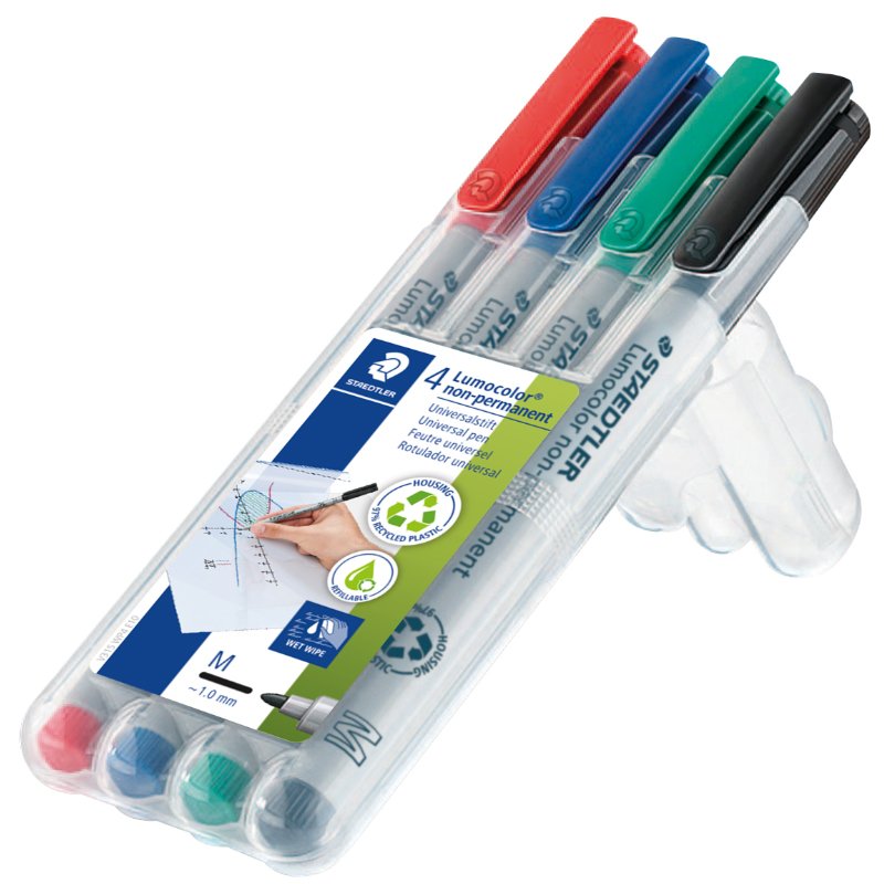 STAEDTLER Lumocolor uitwisbare markers, navulbaar, 1,0 mm, 6 stuks