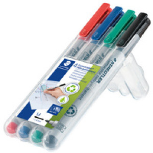 STAEDTLER Lumocolor whiteboard marker set, navulbaar, 4 kleuren, 0,6 mm