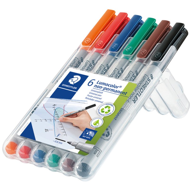 STAEDTLER Lumocolor uitwisbare markers 316F, navulbaar, 0,6 mm, 8 stuks