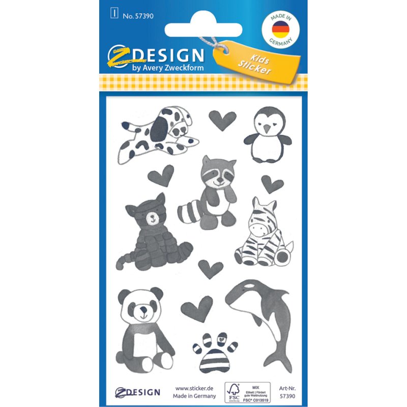 AVERY Zweckform vormgevende papierstickers voor kinderen, rood, permanent, 1 vel à 8 stickers