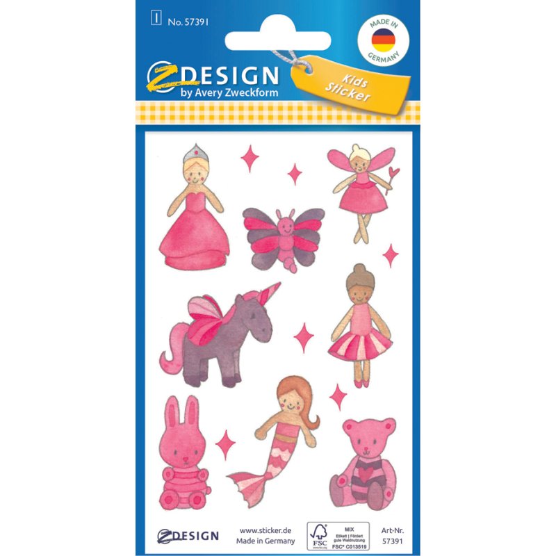 AVERY Zweckform vormgevende papierstickers voor kinderen, rood, permanent, 1 vel à 8 stickers