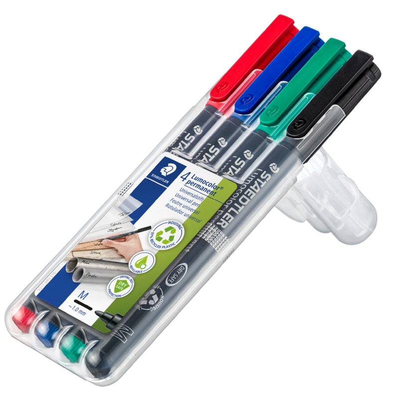 STAEDTLER Lumocolor permanente markers, navulbaar, 1,0 mm, 6 stuks