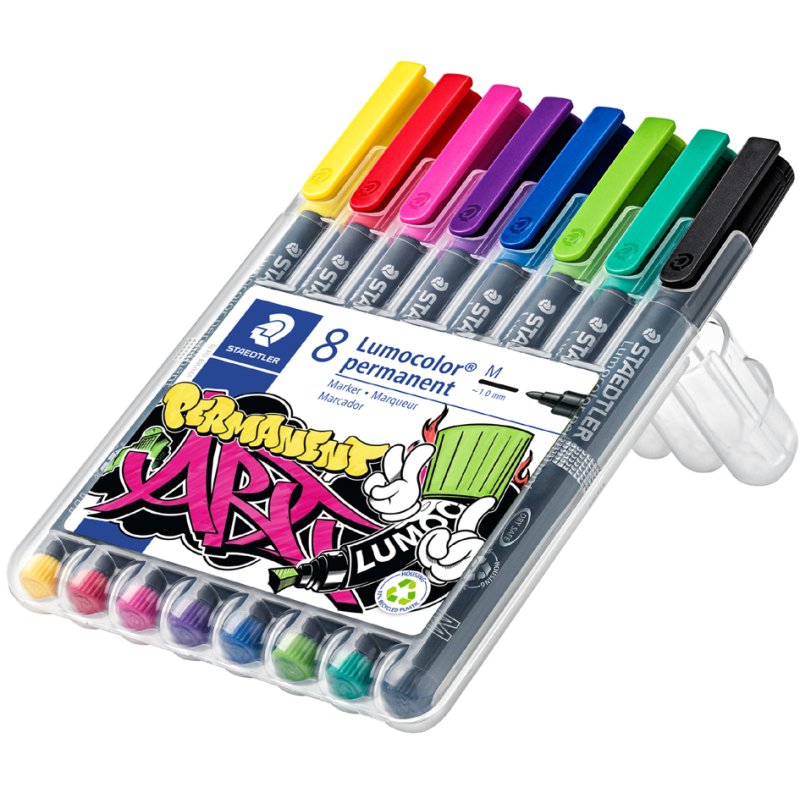 STAEDTLER Lumocolor permanente markers, navulbaar, 1,0 mm, 6 stuks